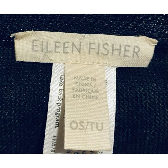 Eileen FIsher Wrap Womens One Size Black Organic Linen Lagenlook Minimalist - Picture 4 of 5